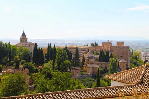Panorama of Alhambra Stock Photos