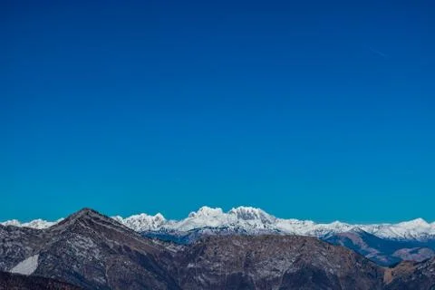 Panorama from the alpine peak Stock Photos