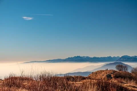 Panorama from the alpine peak Stock Photos