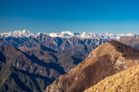 Panorama from the alpine peak Stock Photos