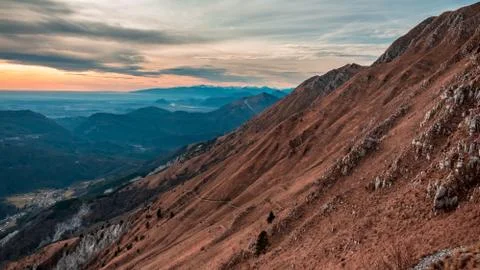 Panorama from the alpine peak Stock Photos
