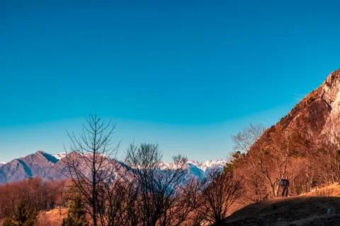 Panorama from the alpine peak Stock Photos