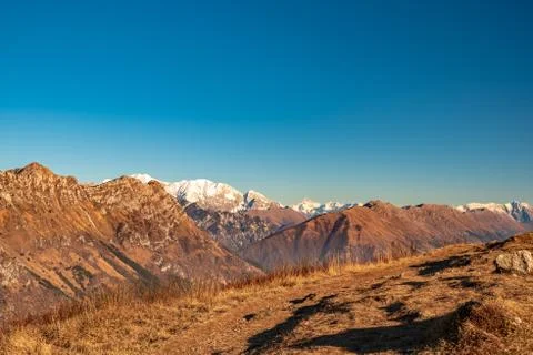 Panorama from the alpine peak Foto stock