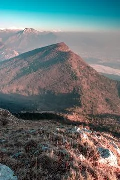 Panorama from the alpine peak Stock Photos