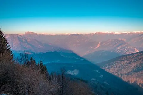 Panorama from the alpine peak Stock Photos