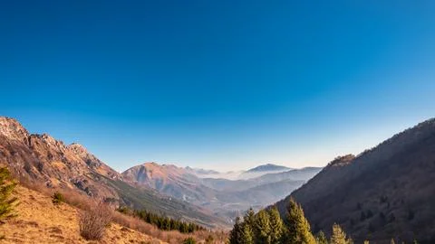 Panorama from the alpine peak Stock Photos