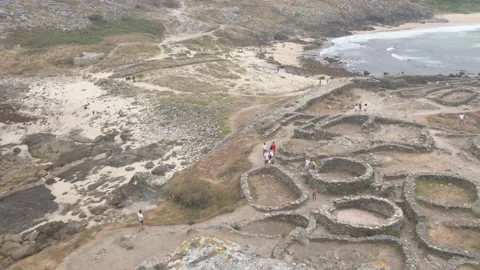 Panorama of ancient celtic settlement Castro Barona Stock Footage 137906888