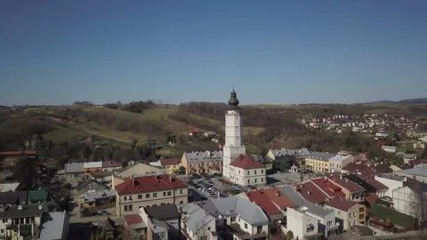 Panorama of the ancient Polish city of Bech. Aerial photograph taken from a b Foto stock