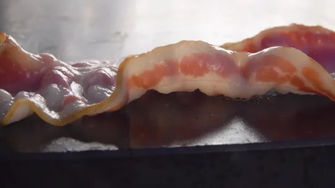 Panorama of appetizing bacon Stock Footage 327457912
