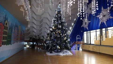 Panorama. Approach to the Christmas tree. Stock Footage 100279359