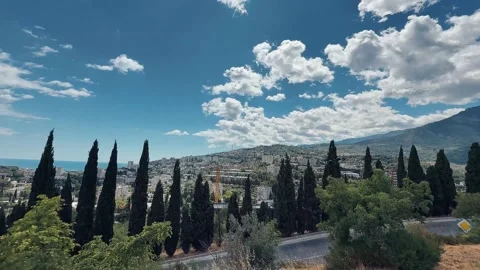 Panorama of the area from the mountains in the cit Stock Footage 313109447