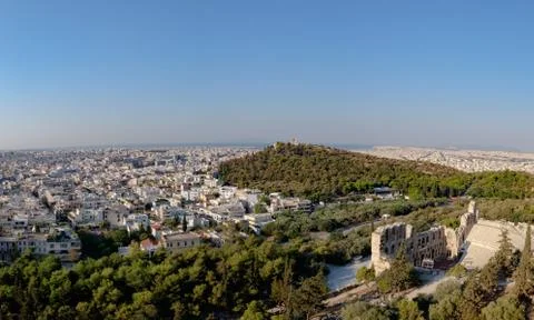 Panorama of Athens from the acropolis on a summer Stock Photos
