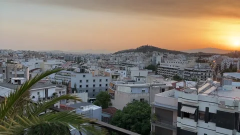 Panorama of Athens, sunset over the Acropolis. Video stock 250477166