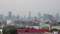 Panorama of Bangkok downtown. View from Golden Mountain, Wat Saket HD Footage