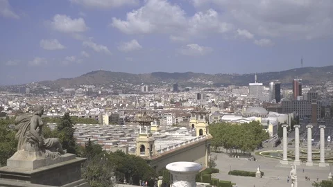 Panorama in Barcelona, Wide Angle Video stock 97799201