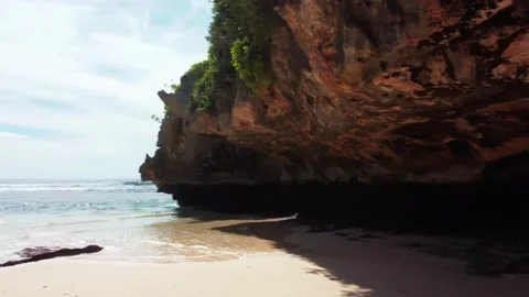Panorama beach in the cave Stock Footage 154226593
