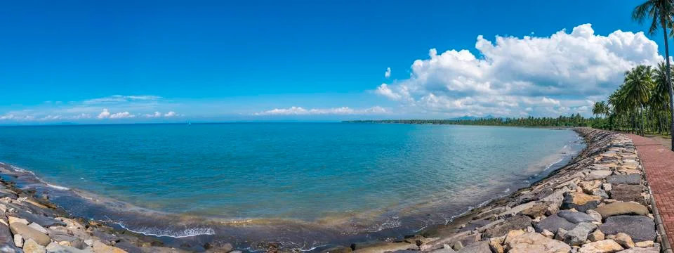 Panorama of Beach in Negara with Java island in the background Fotos de archivo