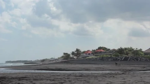 Panorama of the Beach With Volcanic Sand Stock Footage 67531679
