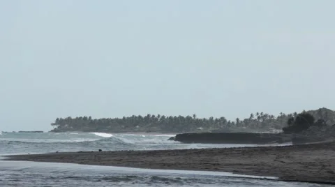 Panorama of the Beach With Volcanic Sand Stock Footage 67531722