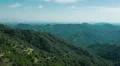 Panorama of beautiful mountain range in summer, green downhills, windy weather HD Footage