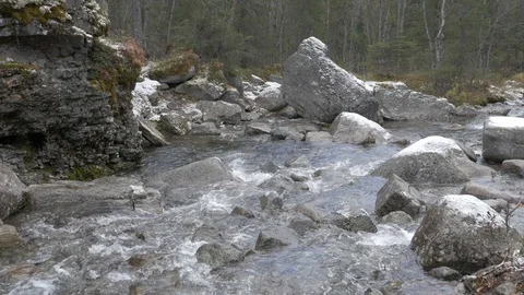 Panorama. A beautiful mountain river Video stock 97098641
