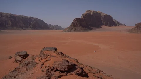 Panorama of beautiful sand pattern on the dune in Wadi Rum desert  during vibran Stock Footage 126241918