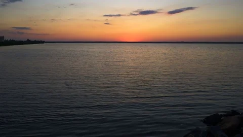 Panorama of beautiful sunset on the ocean Stock Footage 85148591