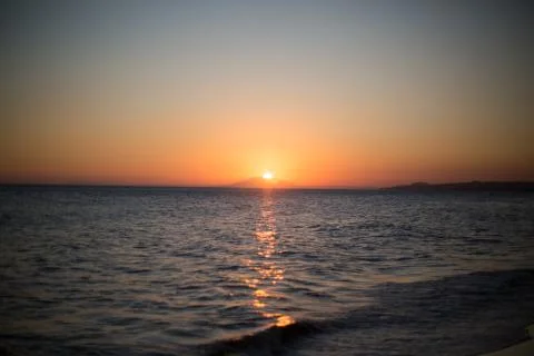 Panorama of beautiful sunset on the ocean. Stock Photos
