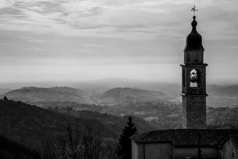 Panorama with bell tower one Stock Photos