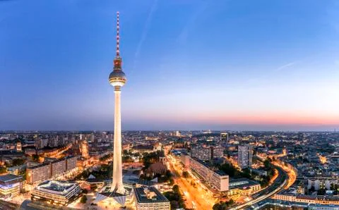 Panorama of Berlin with TV Tower Stock Photos