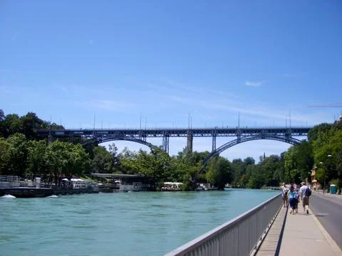 Panorama of Bern with Kirchenfeld bridge, Bern, Switzerland Stock Photos
