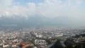 Panorama of big Austrian city Innsbruck, mountains on background HD Footage