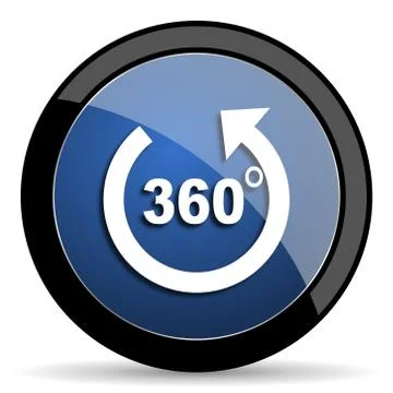Panorama blue circle glossy web icon on white background, round button for in Stock Illustration