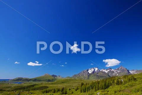Panorama with blue sky Stock Photos