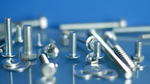 Panorama bolts and nuts on workbench. 動画素材 582684