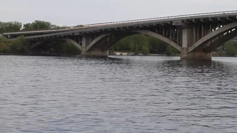 Panorama of a bridge with a river passing along the river Video stock 76440359