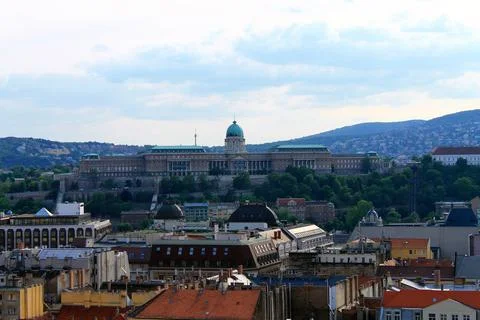 Panorama of the Budapest Castle on the top of the hill in Budapest Stock Photos
