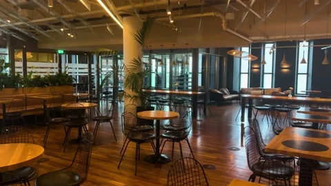 Panorama At The Cafe At The Amsterdam Library Stock Footage 201792938