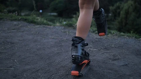 Panorama camera with angoo jumps boots on the ass. The girl is engaged in Stock Footage 112258531