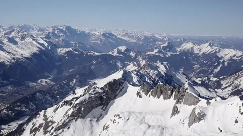 Panorama camera panning from mountain sntis filmed, swiss alps churfirsten Stock Footage 167889028