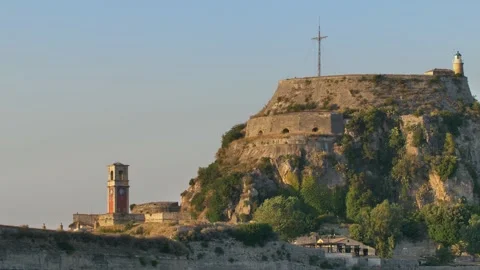 Panorama of capitol of Corfu. View of old town and old fort, Greece Stock-Footage 143503785