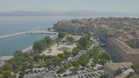 Panorama of capitol of Corfu. View of old town and old fort, Greece Video stock 143505210