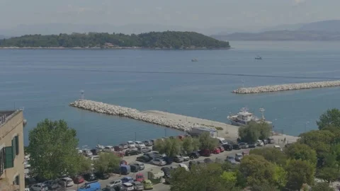 Panorama of capitol of Corfu. View of old town and old fort, Greece Stock Footage 143505879