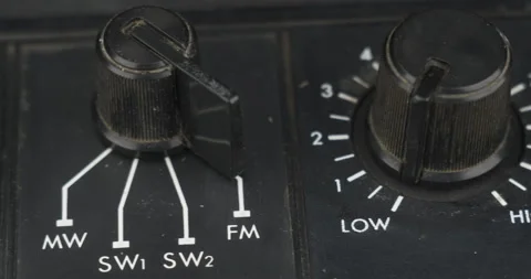 Panorama of the cassette recorder control panel. Knobs and switches of an old 스톡 동영상 152573650