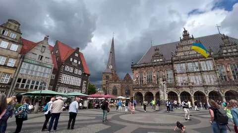 Panorama of the Central Square of Bremen Stock Footage 204821467