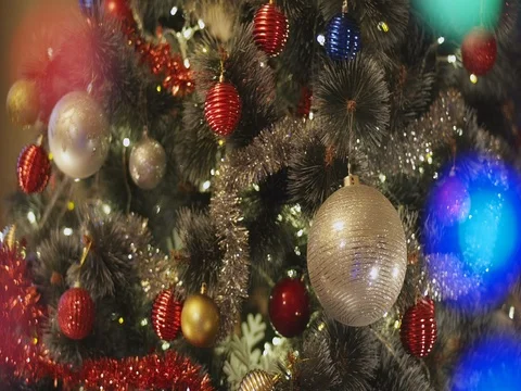 Panorama Of Christmas Tree Stock Footage 75370190