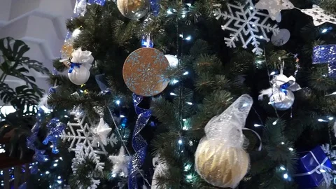 Panorama of the Christmas tree from left to right Stock Footage 100279362