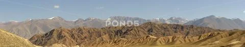 Panorama of Chu River Valley gorge in rural Kyrgyzstan Stock Photos