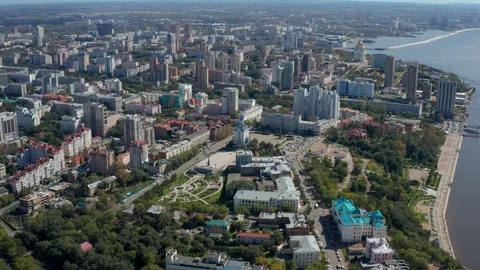 Panorama of the city of Khabarovsk. 2019 year. Stock Footage