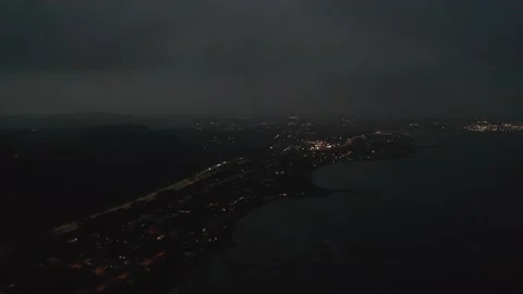 Panorama of city at night in denmark Stock Footage 165877464